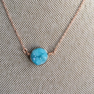 Crystal Druzy Necklace Blue