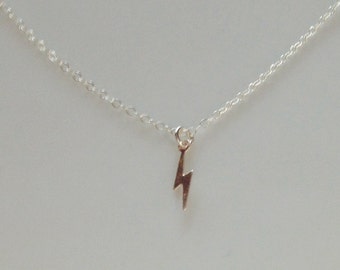 Sterling Silver Lightning Bolt Necklace: Tiny Minimalist Charm