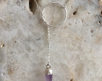 Amethyst Sterling Silver Long Lariat Necklace