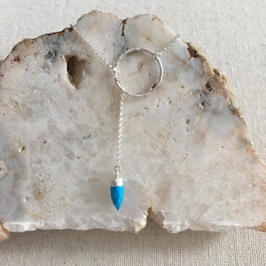 Turquoise Sterling Silver Long Lariat Necklace