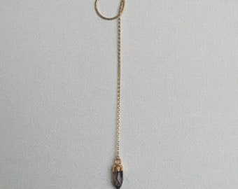 Smoky Quartz Gold Lariat Necklace