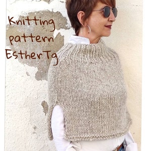 Knitting patterns for women, wool poncho pattern , poncho knitting pattern, turtle neck cape, DIY knit pattern, PDF knit tutorial, image 6