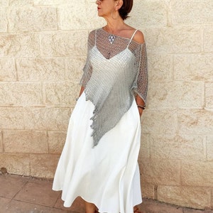 Womens Linen Clothing, Minimalist Gray Linen Poncho, Summer Women ...