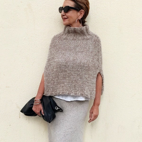 Hand Knit Poncho - Etsy