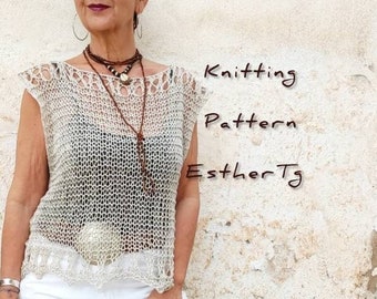 Summer Knitting Pattern, cotton tank top knit pattern, summer cropped top for women, DIY knit tank top, easy knit pattern
