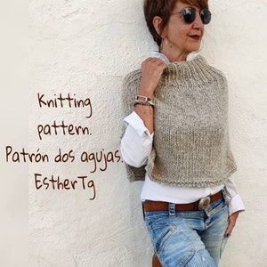Knitting patterns for women, wool poncho pattern , poncho knitting pattern, turtle neck cape, DIY knit pattern, PDF knit tutorial, image 2