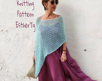 Summer Knitting Pattern, poncho knit pattern, women summer clothing pattern, knitting tutorials poncho, DIY poncho, easy knit pattern,