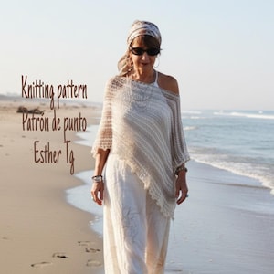 Strickanleitung für einen Sommerponcho mit zwei Nadeln, lockere Strickanleitung (PDF), leichtes Stricktuch zum Selbermachen, Sommertuch für Damen