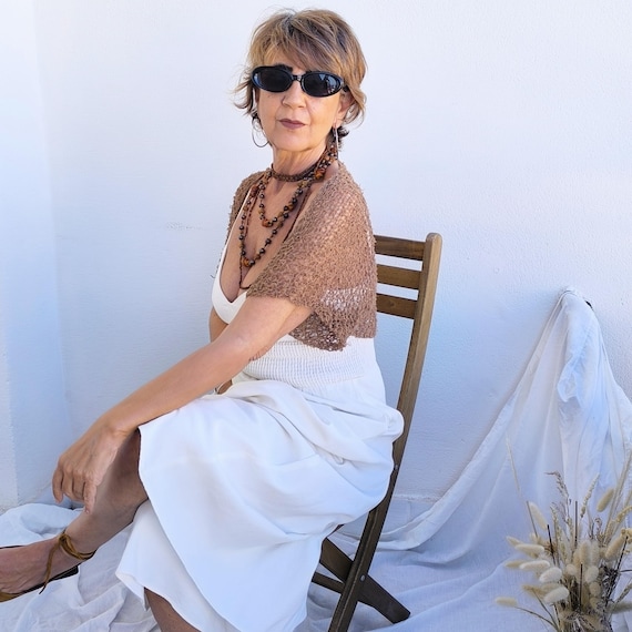 brown shrug for dresses Brown Knit Dress Midi Shrug main image 0
