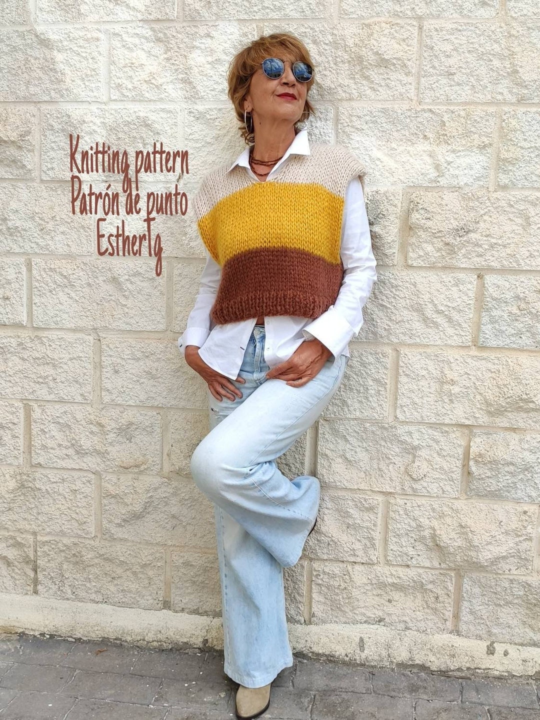 Patrón de punto para mujer, patrón chaleco punto, patrones de