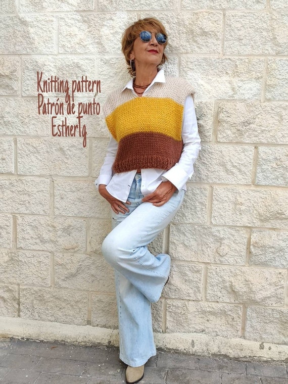 Patrón de punto para mujer, patrón chaleco punto, patrones de punto  modernos, chaleco de lana, patrones tejidos mujer, tutorial chaleco lana -   México