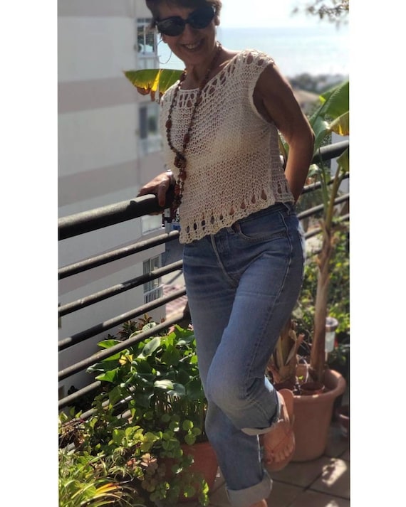 Knit Cropped Sweater Crop Top Cream 