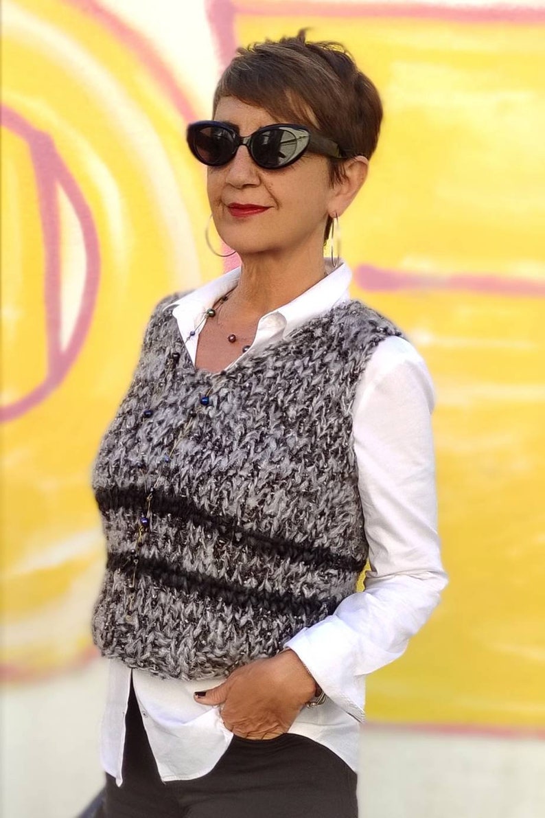 Sweater Vest for Women Gray Knit Vest Vneck Sweater Vest Etsy