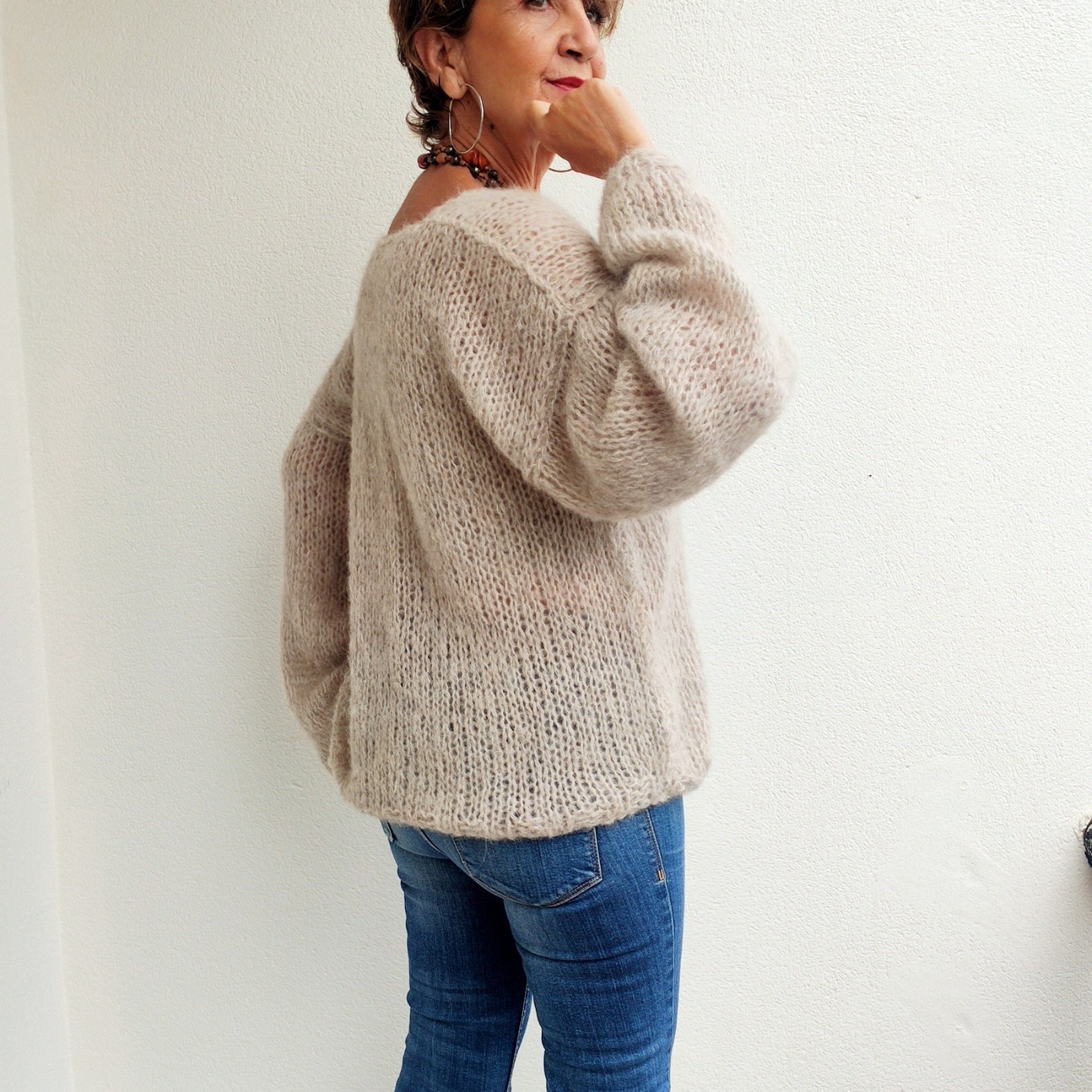 Knitting Pattern V Neck Sweater, Women Sweater Patterns, Begginers Knit ...