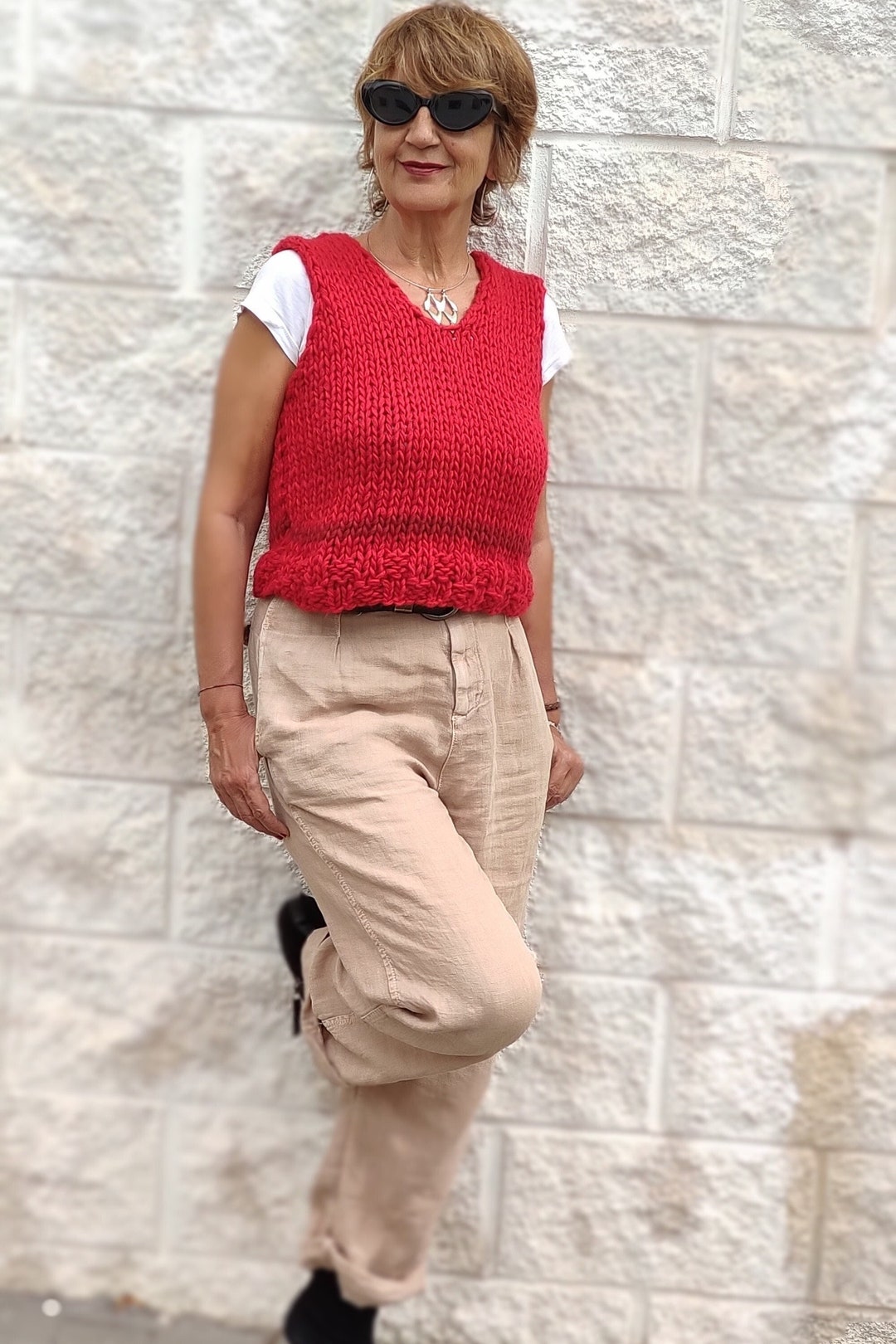 Cropped Sweater Vest Women Sweater Vest Red Sweater Vest Etsy
