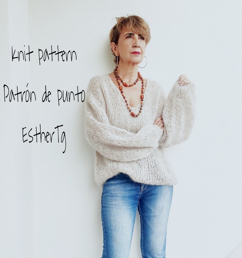 Knitting Pattern V Neck Sweater, Women Sweater Patterns, Begginers Knit ...