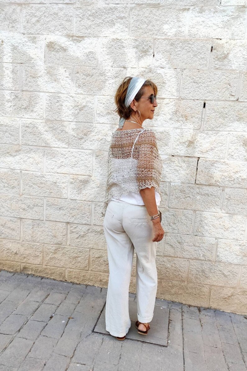 Linen Poncho Top Linen Cover Up Linen Cotton and Bamboo Etsy