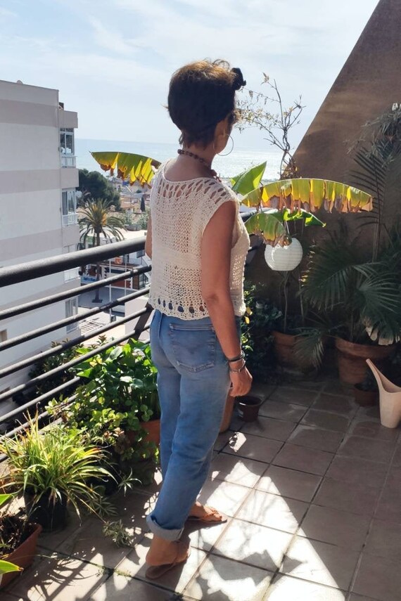 Knit Cropped Sweater Crop Top Cream 