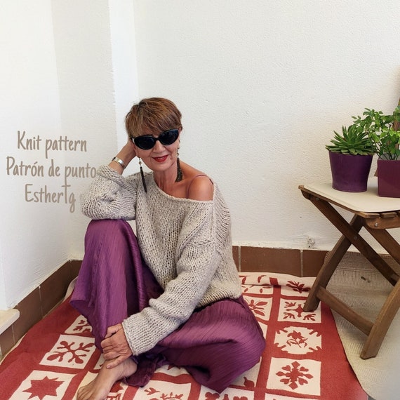 Patrón de punto principiantes, patrón jersey fácil, patrones de punto, jersey de lana mujer, patrón suéter de punto, patrones dos agujas