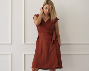 Lisbon Dress Wrap Dress Linen Dress ...