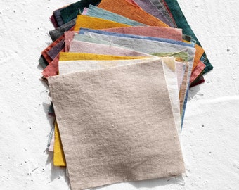 Linen fabric samples ready to ship 31 colors organic softened linen swatches washed flax samples, samples for clothing
