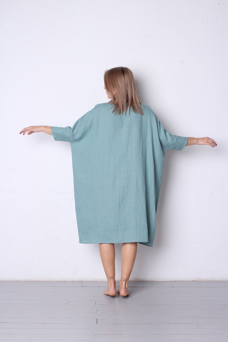 Japan Style Linen Kimono Dress Linen Dress Oversized Loose Etsy