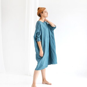 Washed and Soft Sustain Dress in Crew Neck Linen Kimono Dress - Etsy