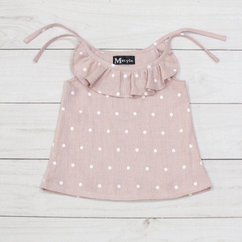 Pink linen baby girl bloomers and ruffle neck top set girls Etsy