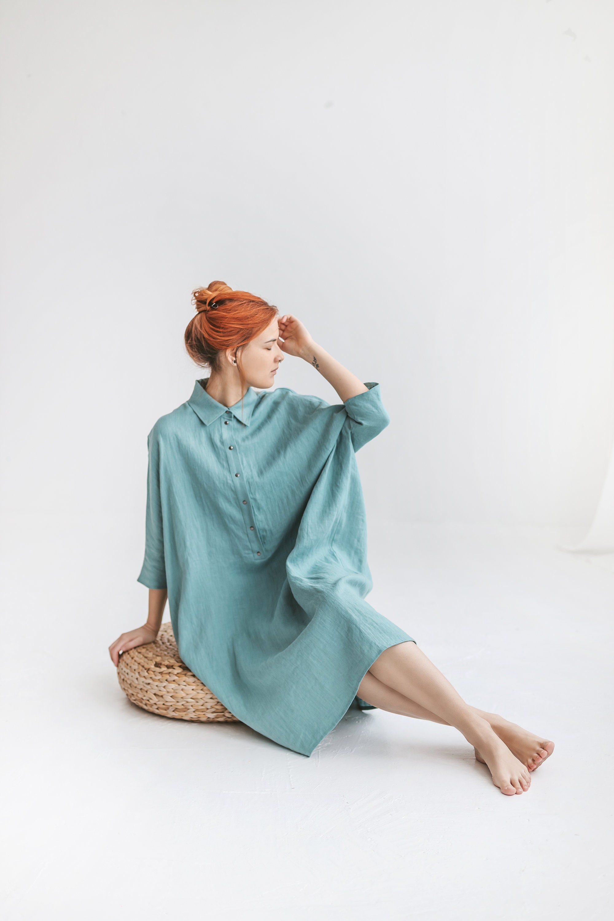 Japan style linen kimono dress Linen dress oversized loose Etsy