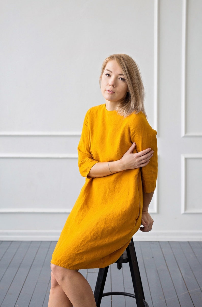 Loose fit linen dress Lithuanian plus size linen dress for | Etsy