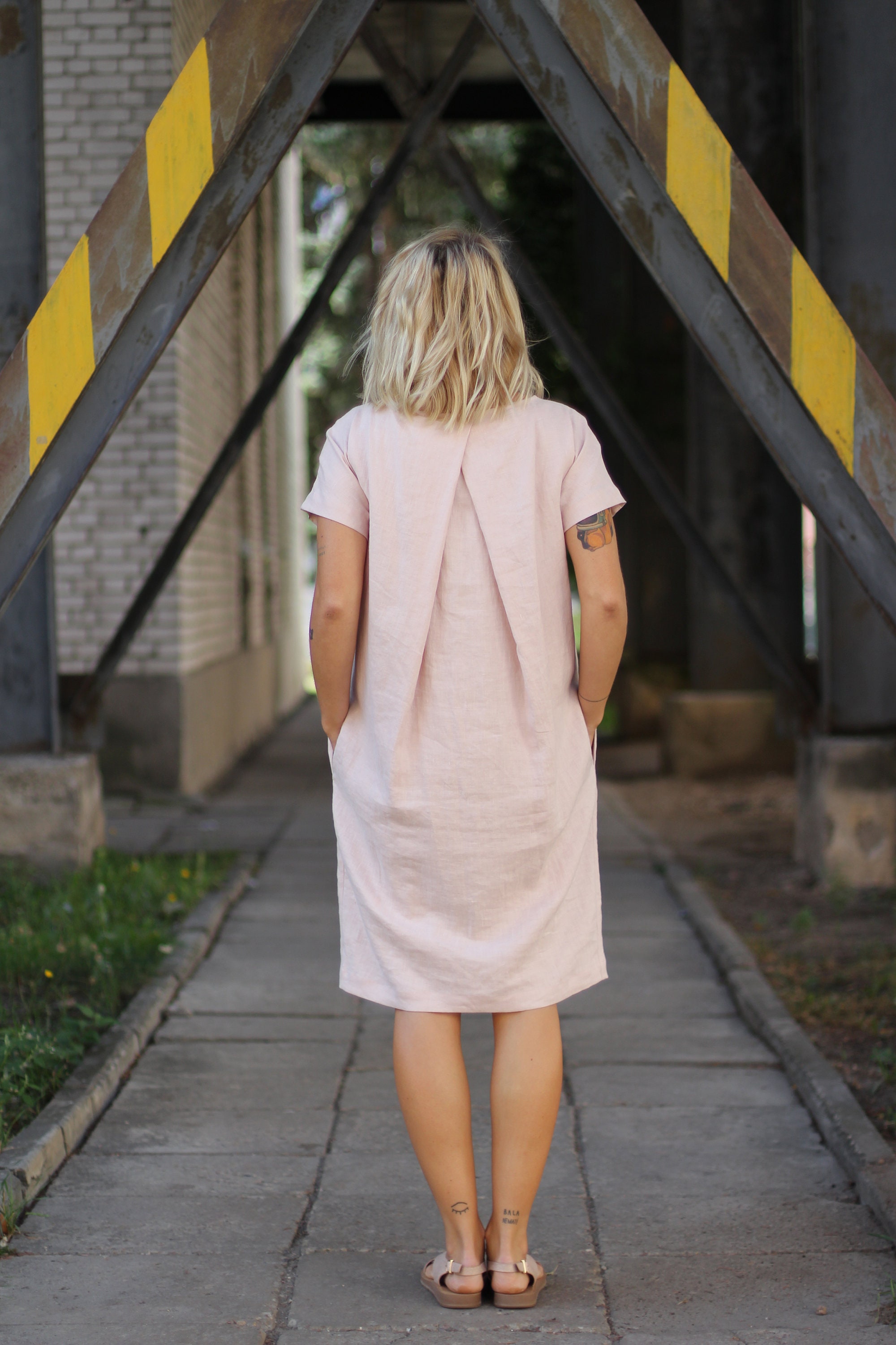 Linen Dress Linen Midi Dress Loose Fit 