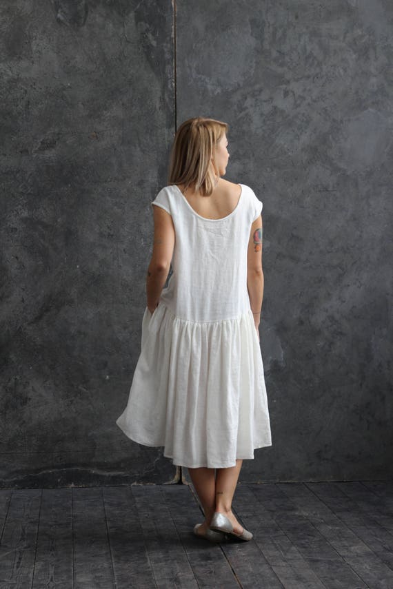 Mariage De Lin Blanc Blanc Robe Longue En Lin Etsy