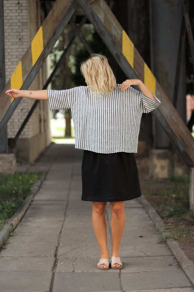 loose linen top with drop shoulder sleeves available in 31 color linen blouse Square linen top oversized linen top