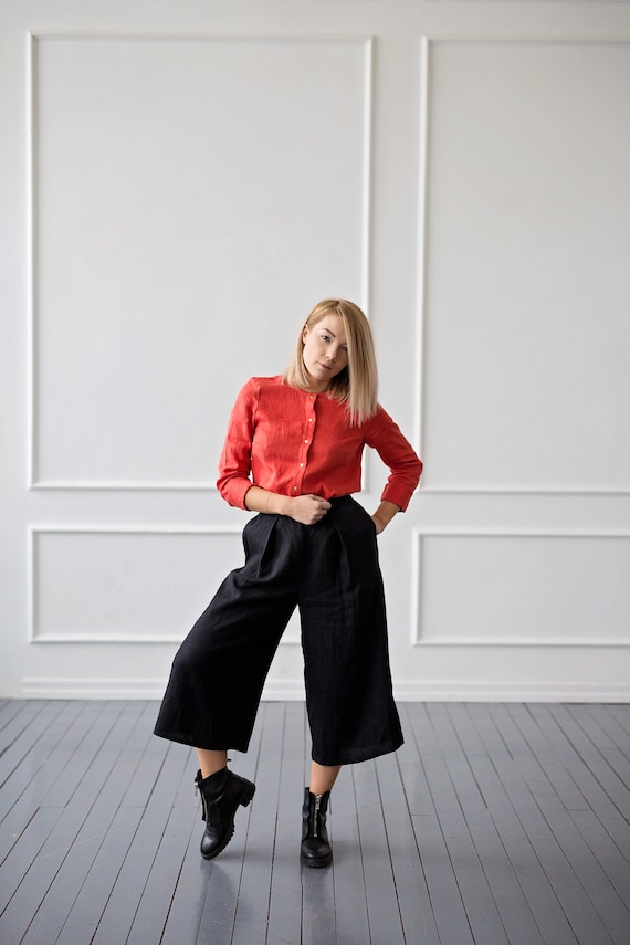 Stylish Elastic Waist Culotte Pants