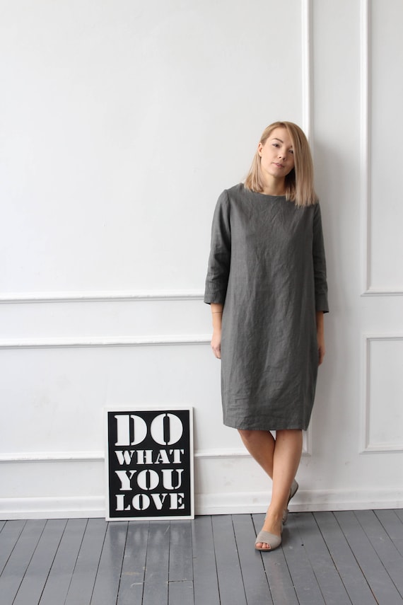 Loose Fit Linen Dress Lithuanian Plus ...