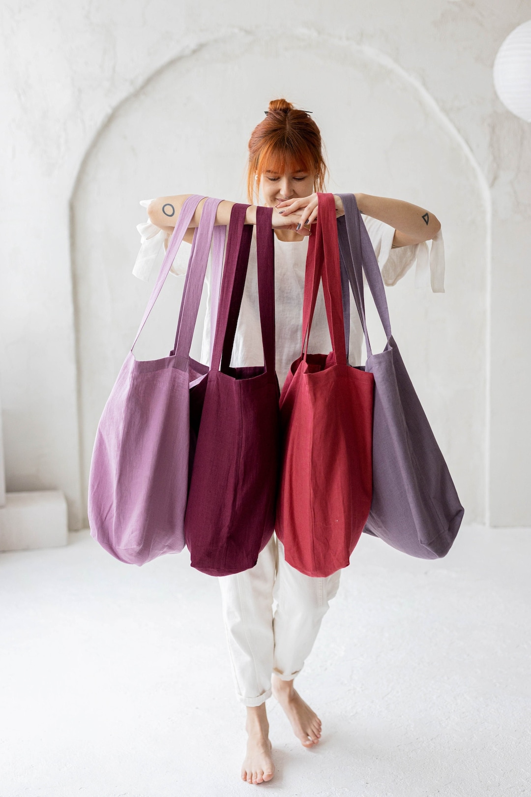 Large Washable Zero Waste Shopping Bag, Linen Tote Bag, Shopping Bag