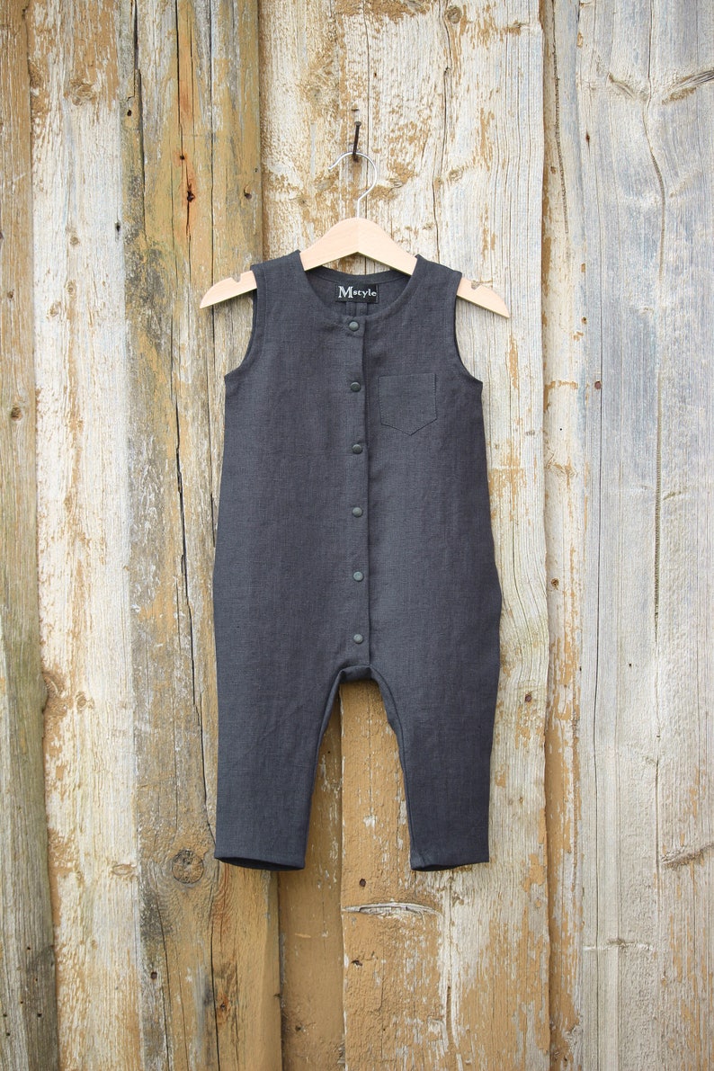 Linen Harem Jumpsuit Dusty Green Color for Baby Linen Romper Etsy