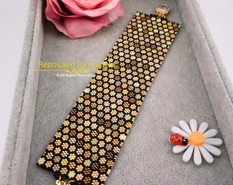 Patrón de peyote con lentejuelas doradas - Patrón de pulsera de cuentas impares / patrón de cuentas de semillas patrón de cuentas de peyote patrón de pulsera de peyote