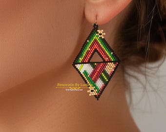 GoldenFlakes Earrings Pattern | brick stitch earrings | earrings pattern |  brick stitch pattern | beaded earrings pattern