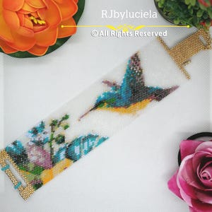 Modèle de bracelet peyote libre de voler | motif perles de rocaille | motif perles de peyotl | modèle PDF de bracelet | modèle de bracelet