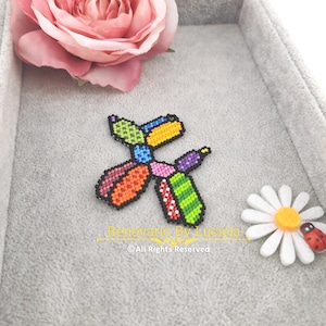 Cute Colorful Ballon Dog pattern | earrings PDF  Pattern | Brick stitch  |bag accessory | rainbow  pattern | necklace | keychain