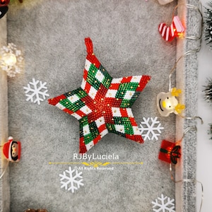 Diamonds For Christmas Star Tutorial- English 3d peyote star|  beaded star |peyote beaded star pattern |Peyote PDF star