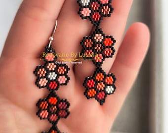 Red Sequin Earrings Pattern- Brick Stitch | brick stitch earrings earrings pattern  brick stitch pattern beaded earrings pattern