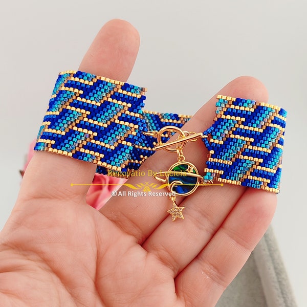 Blues and topaz Peyote Pattern- Odd Count| peyoted pattern | peyote bracelet  | seed bead pattern | peyote beaded pattern  | peyote pattern