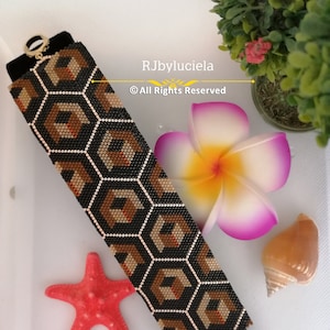Brown Hexagon Peyote Pattern Even Count  | seed bead pattern | peyote beaded pattern | peyote bracelet | bracelet pattern