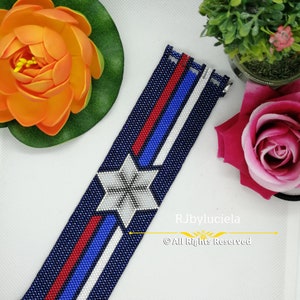 Center Silver Star Pattern- Odd  Count | peyoted pattern | peyote bracelet  | seed bead pattern | peyote beaded pattern  | peyote pattern