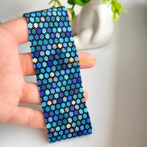 Blue Sequin Peyote Pattern- Odd Count bracelet pattern |seed bead pattern peyote beaded pattern peyotebracelet bracelet pattern