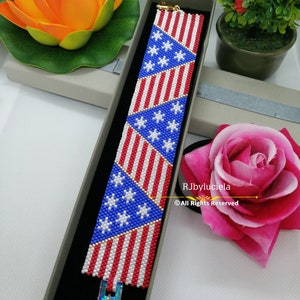 Stars and Stripes Peyote Pattern | peyoted pattern | peyote bracelet  | seed bead pattern | peyote beaded pattern | peyote beaded pattern