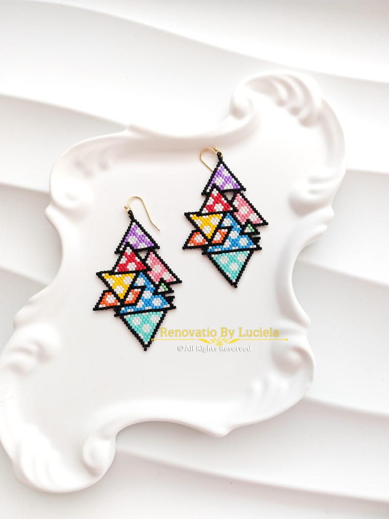 Rainbow Patch Earrings Pattern | Brick Stitch Earrings | Earrings ...