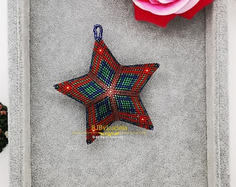 Christmas Plaid Star Tutorial- English | peyote star | 3d peyote star | beaded star pattern | Peyote star patterns